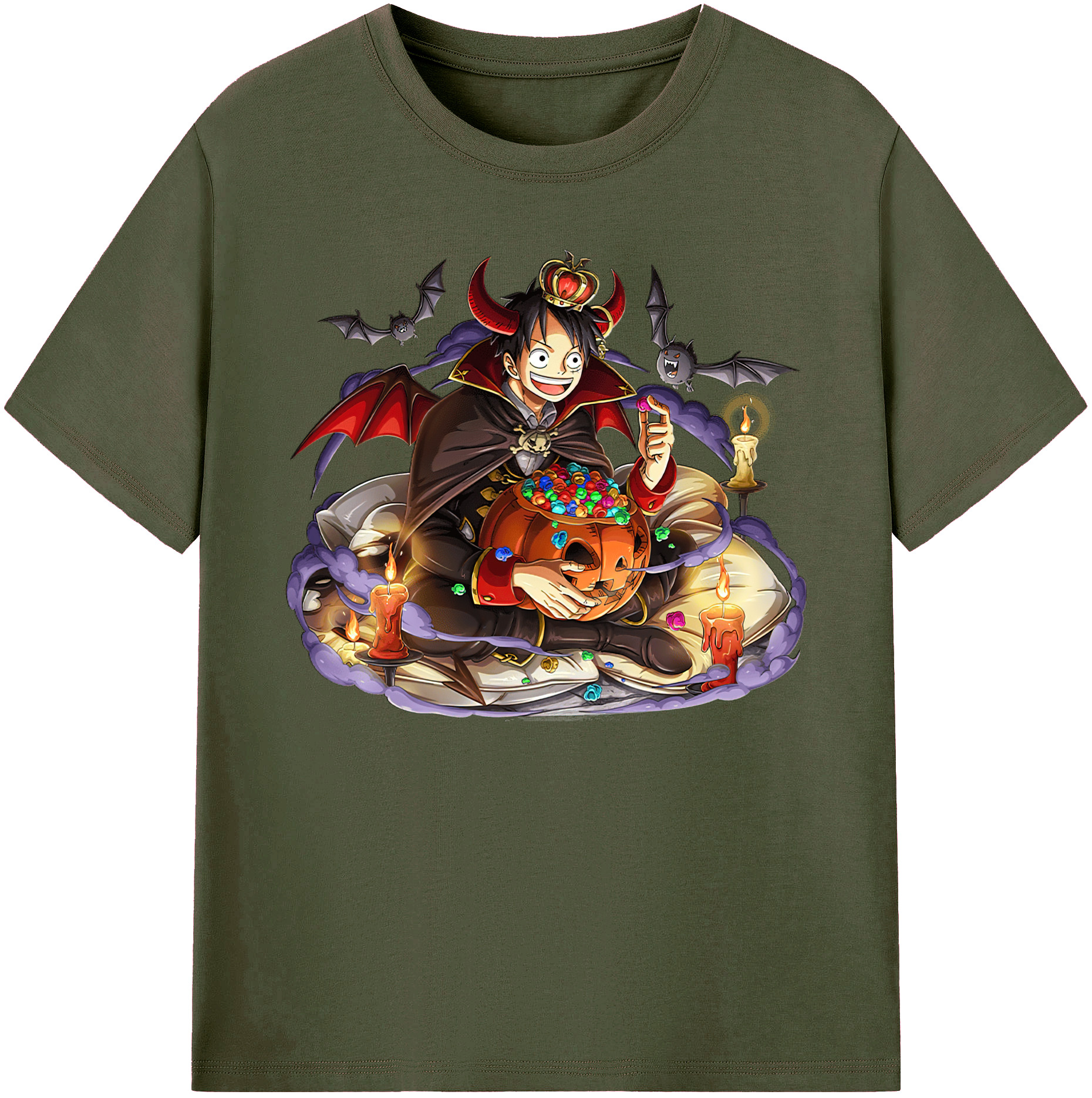 （画像用） ワンピース モンキー・D・ルフィ ONE PIECE Monkey D. Luffy 綿100％ メンズ半袖Tシャツ｜肌触りやわらか＆通気性